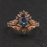 Alexandrite engagement ring set, salt and pepper diamond tiara ring / Ariadne