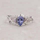 Japanese Maple leaves ring purple sapphire and accent pink sapphires / Japanese Maple - Eden Garden Jewelry™