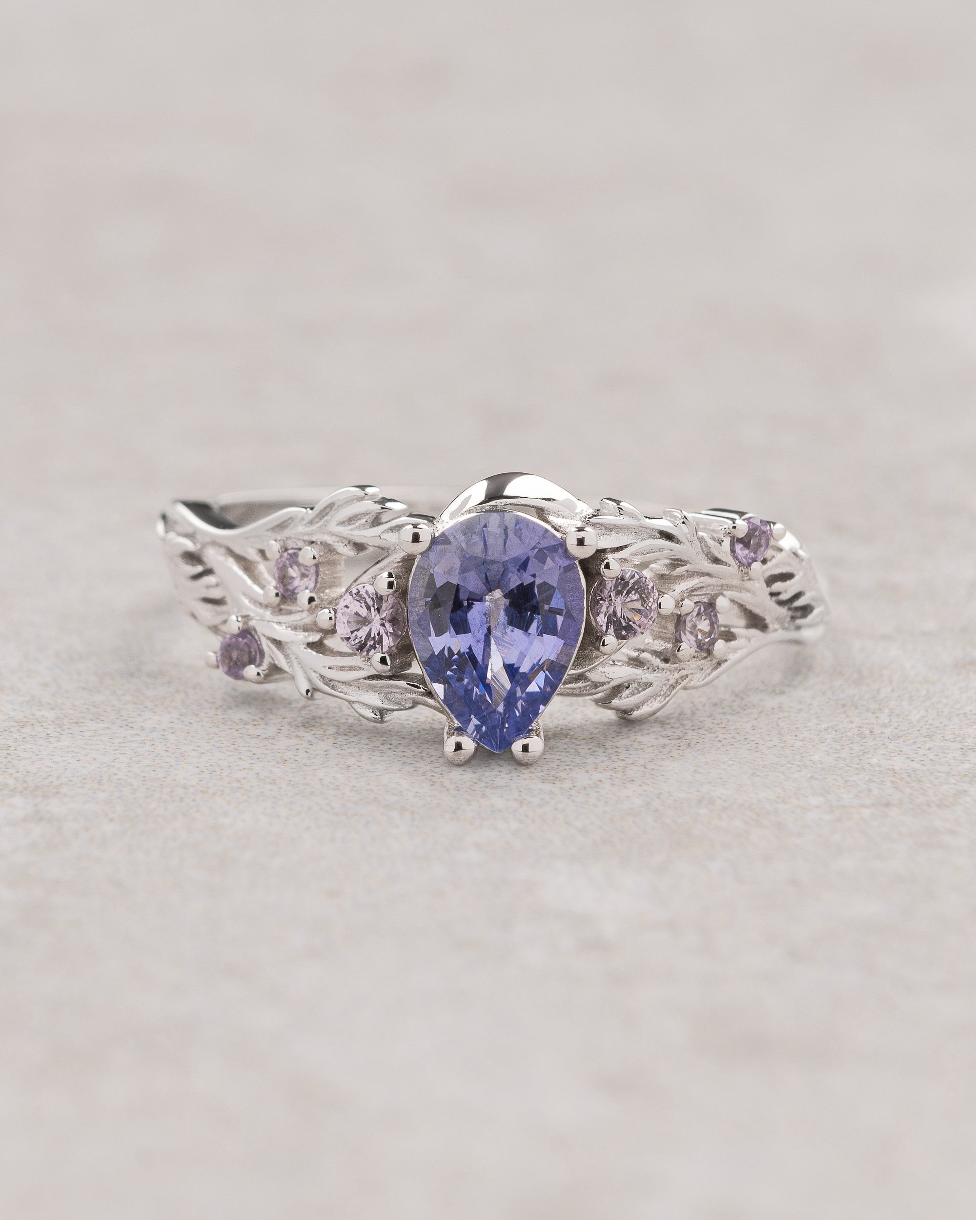 Japanese Maple leaves ring purple sapphire and accent pink sapphires / Japanese Maple - Eden Garden Jewelry™