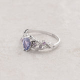 Japanese Maple leaves ring purple sapphire and accent pink sapphires / Japanese Maple - Eden Garden Jewelry™