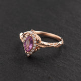 READY TO SHIP: Florentina ring with natural pink sapphire and diamond halo, 14K rose gold, RING SIZES: 5.5 - 8.5 US - Eden Garden Jewelry™