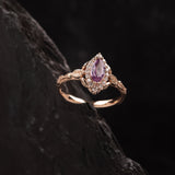 READY TO SHIP: Florentina ring with natural pink sapphire and diamond halo, 14K rose gold, RING SIZES: 5.5 - 8.5 US - Eden Garden Jewelry™