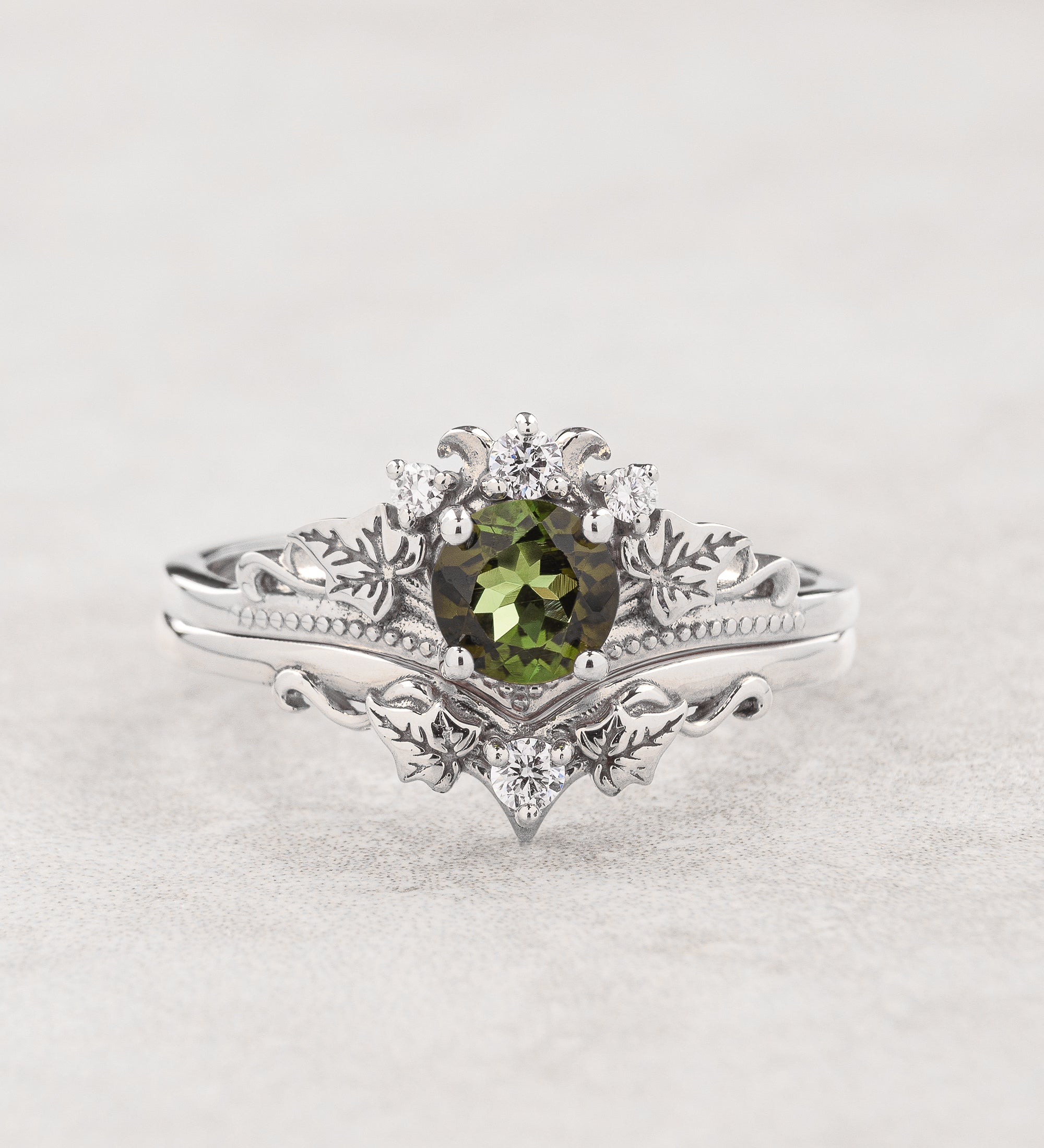 White gold ring set with tourmaline and diamonds / Ariadne - Eden Garden Jewelry™
