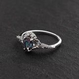 Colour changing alexandrite engagement ring, diamond crown proposal ring with lab created alexandrite / Amelia - Eden Garden Jewelry™