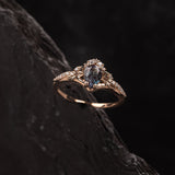 Lab alexandrite engagement ring set, rose gold, pear cut / Amelia