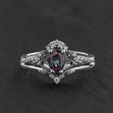 Colour changing alexandrite engagement ring, diamond crown proposal ring with lab created alexandrite / Amelia - Eden Garden Jewelry™