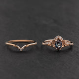 Lab alexandrite engagement ring set, rose gold, pear cut / Amelia