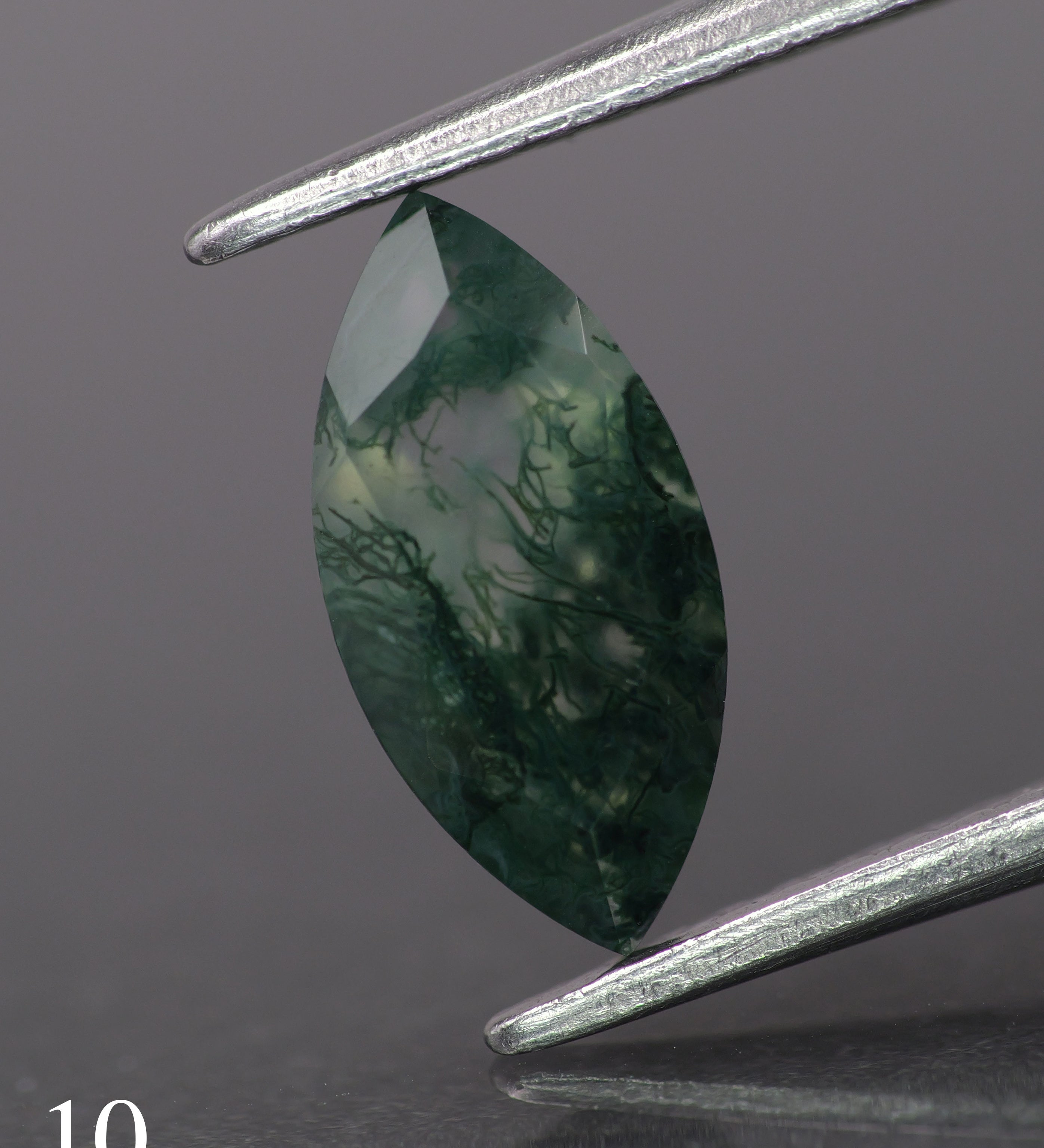 Moss agate | green color, marquise-cut, 10x5mm, 0.8ct - choose yours