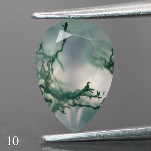 Moss agate | light green color, pear-cut, 10x7mm, 1.6ct - choose yours