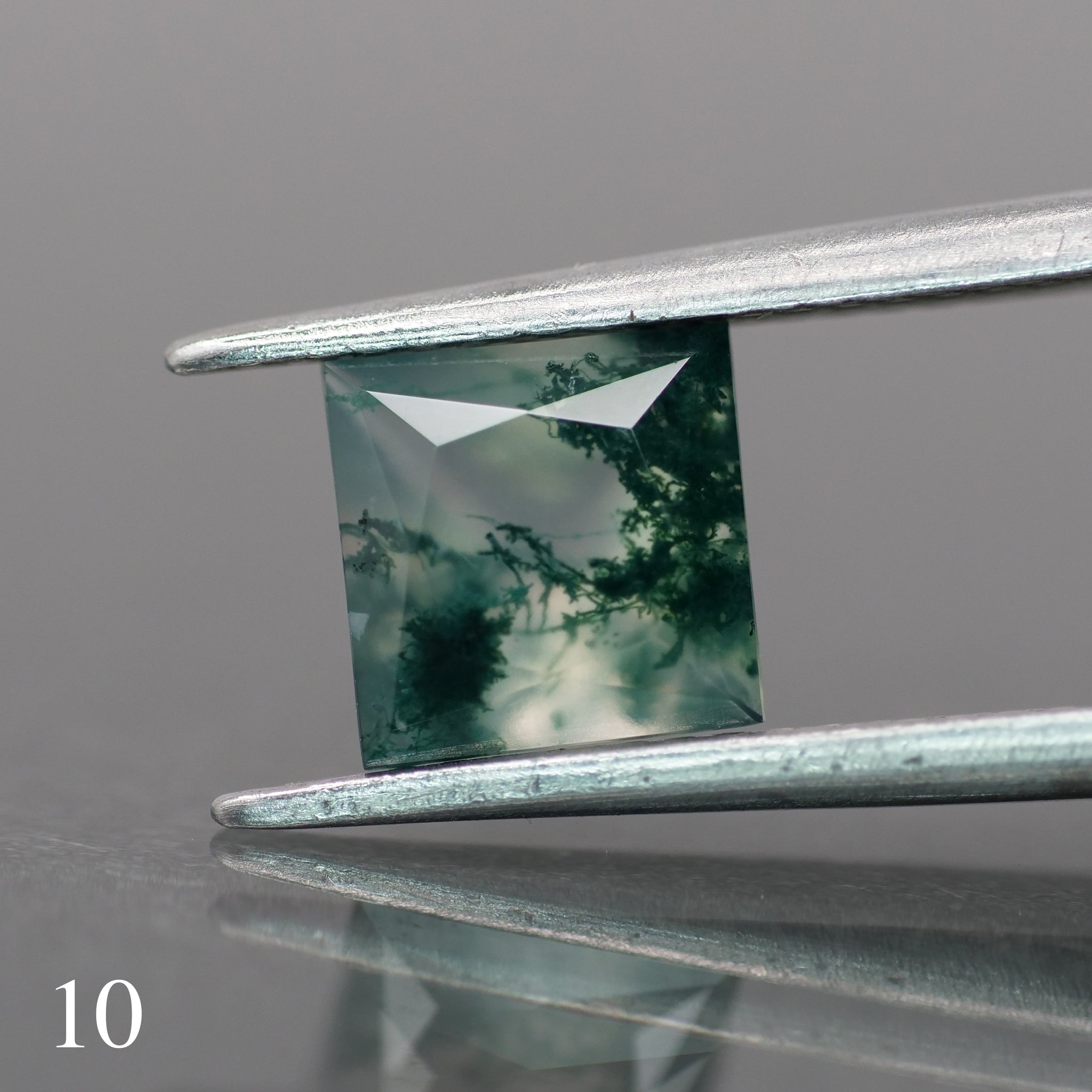 Moss agate | green color, square-cut, 6mm, 1ct - choose yours