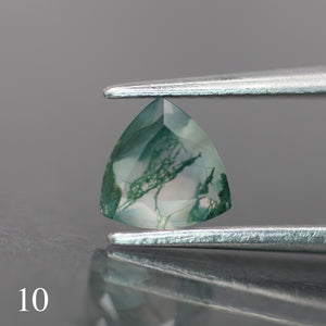 Moss agate | green color, trillion-cut, 6mm, 0.5ct - choose yours