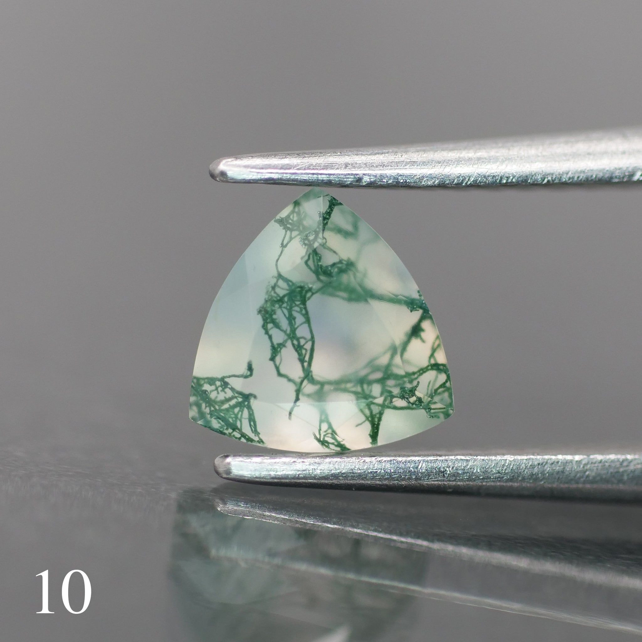 Moss agate | light green color, trillion-cut, 6mm, 0.5ct - choose yours