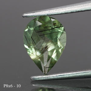 Rutile Peridot | natural, pear cut 8x6mm, 1 ct - choose yours