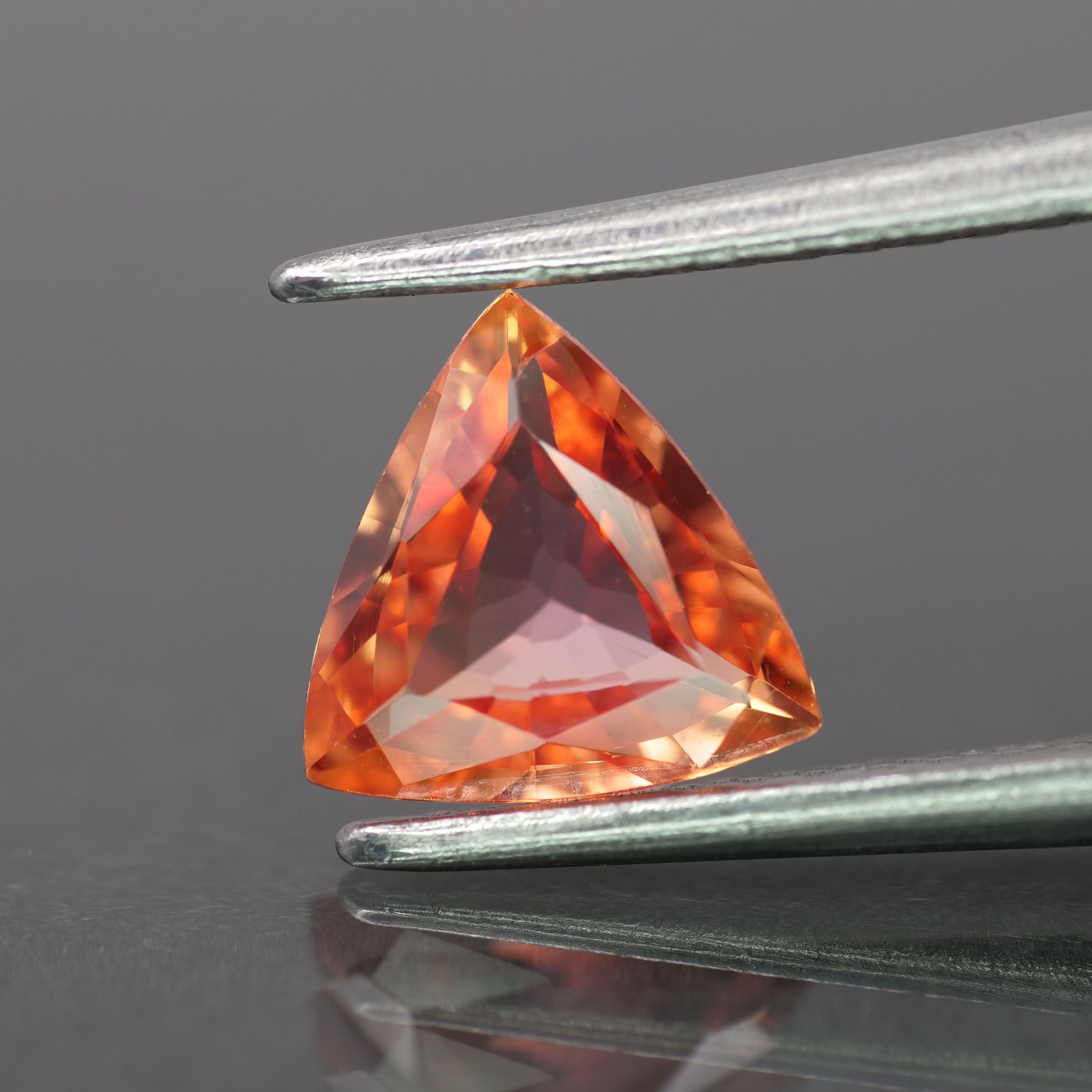Sapphire | natural, redish orange color, trillion-cut, *6.5mm, 0.8ct, Madagascar - Eden Garden Jewelry™