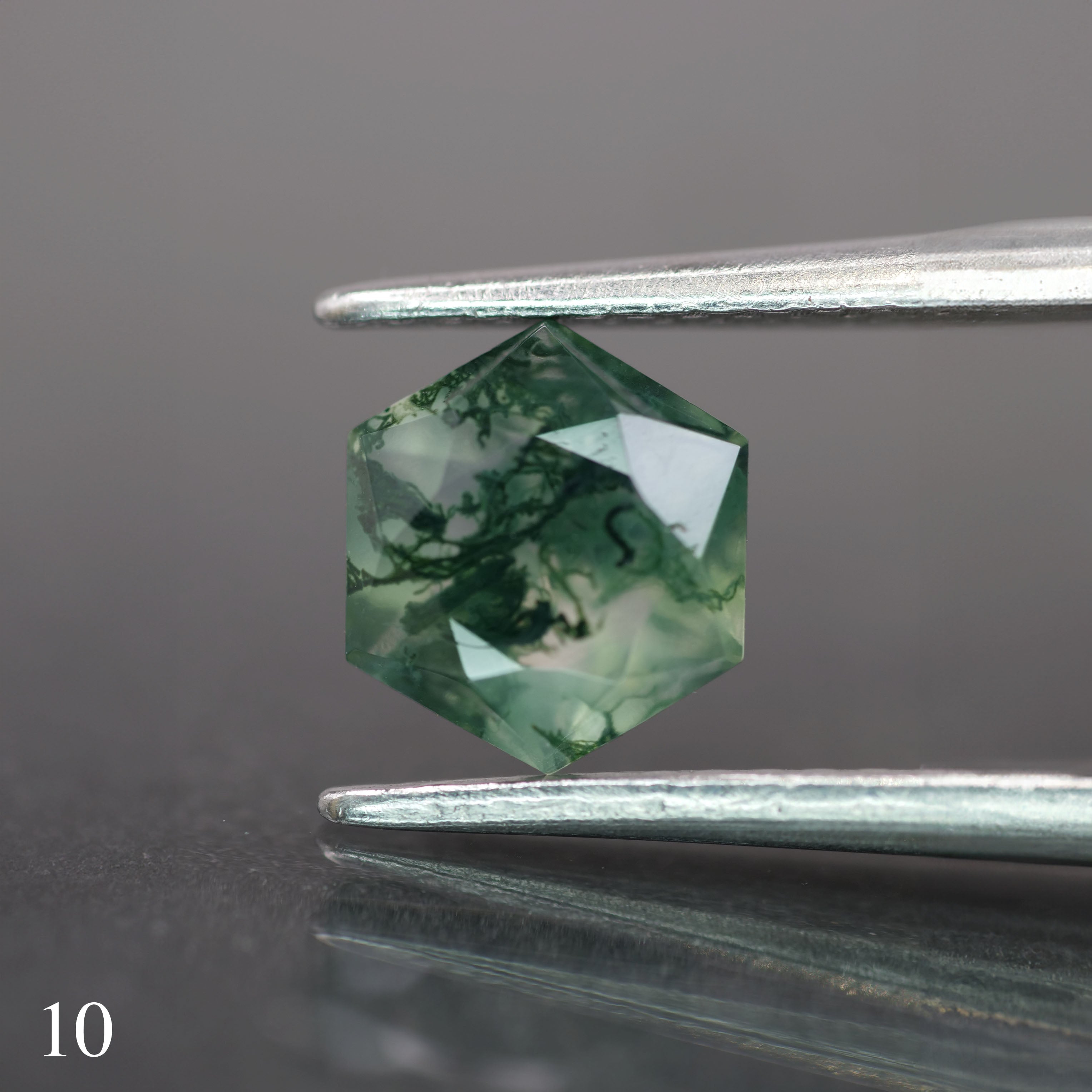 Moss agate | green color, hexagon-cut, 6mm, 0.75ct - choose yours - Eden Garden Jewelry™