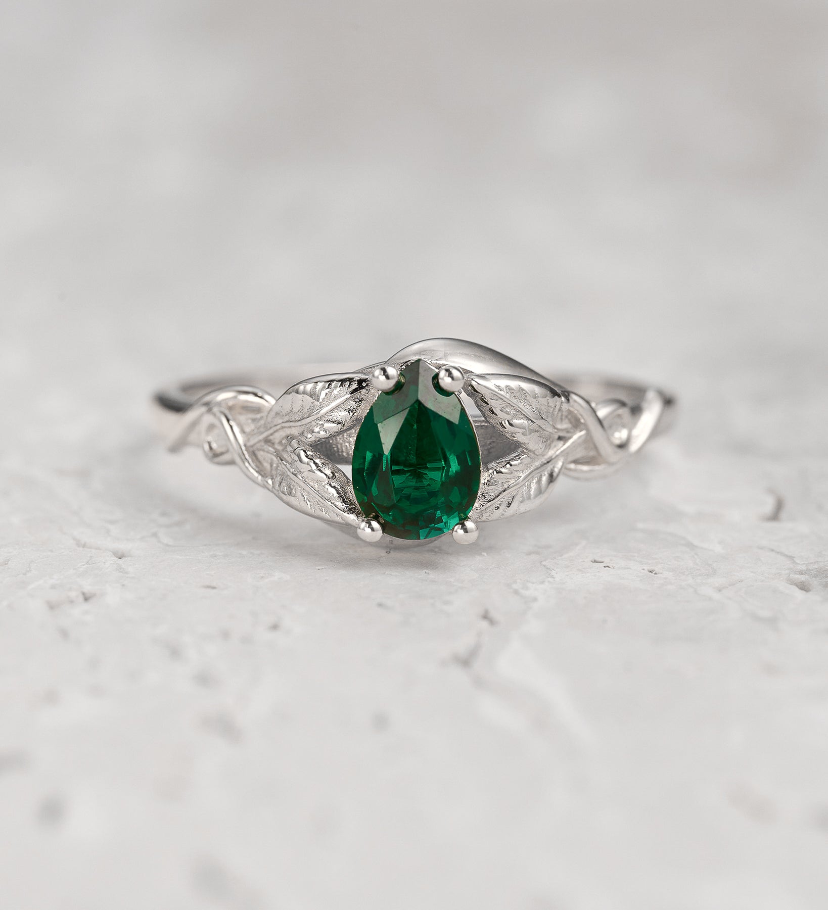 Pear cut emerald engagement ring / Azalea - Eden Garden Jewelry™