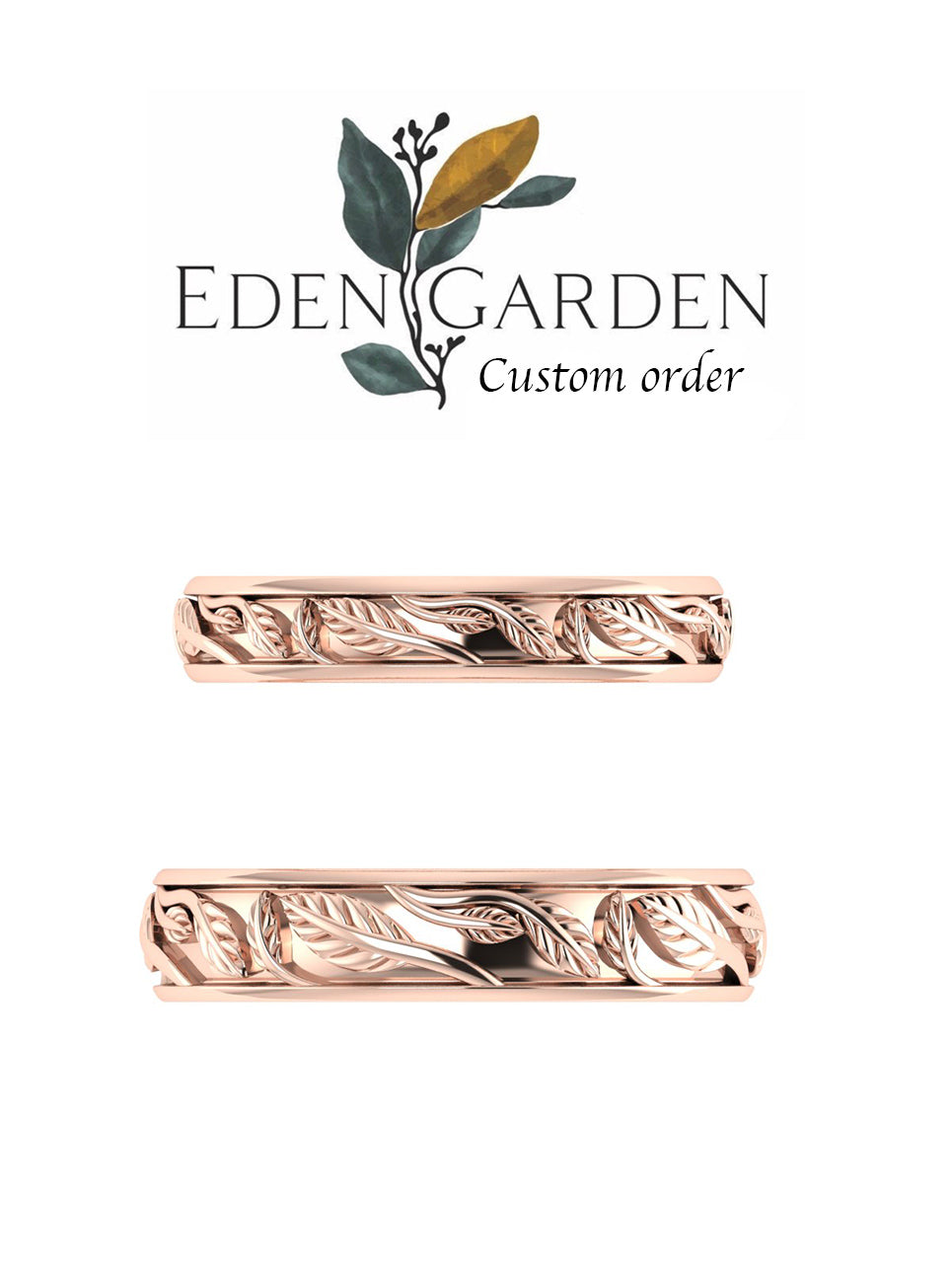 Custom order: Wedding bands set for couple - Eden Garden Jewelry™