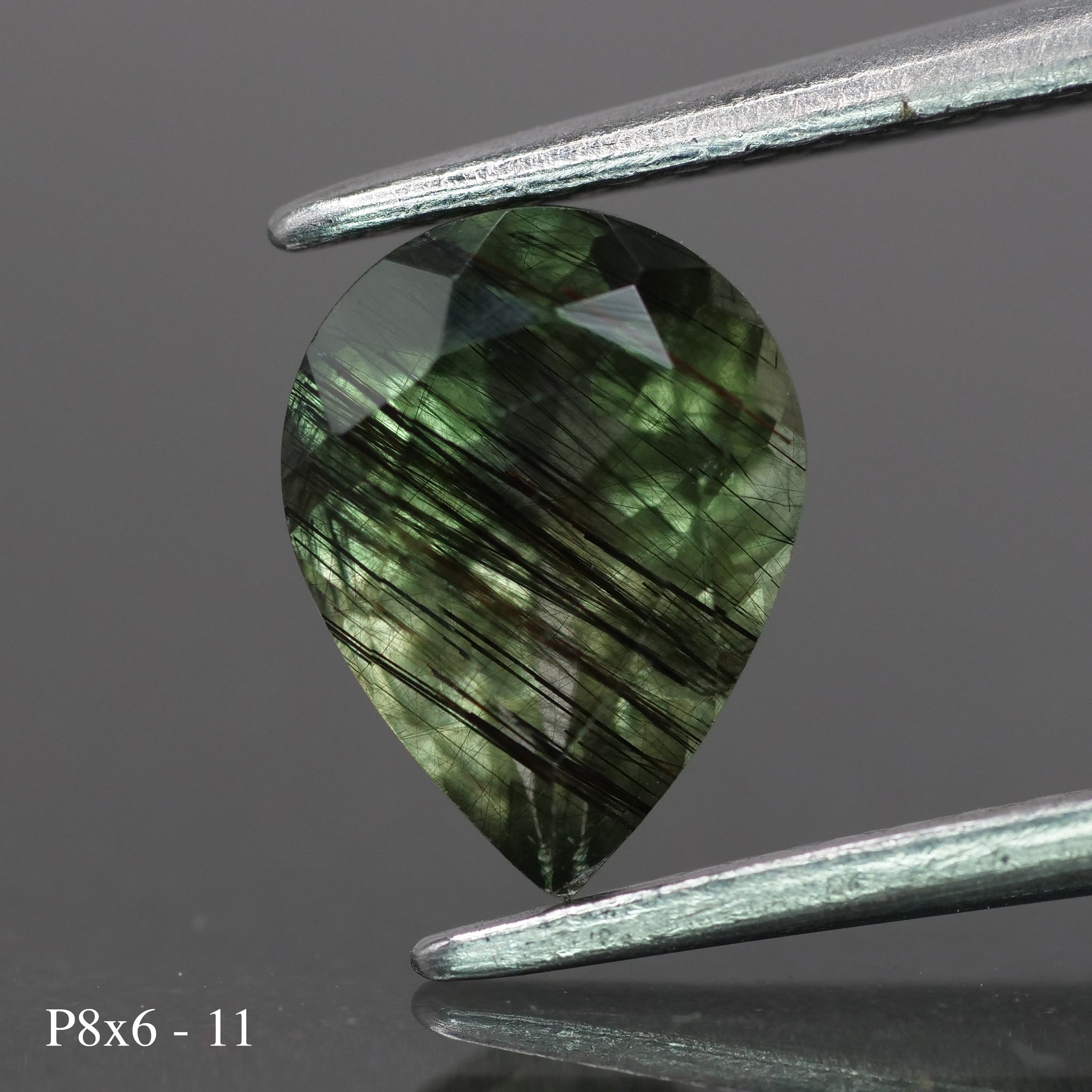 Rutile Peridot | natural, pear cut 8x6mm, 1 ct - choose yours