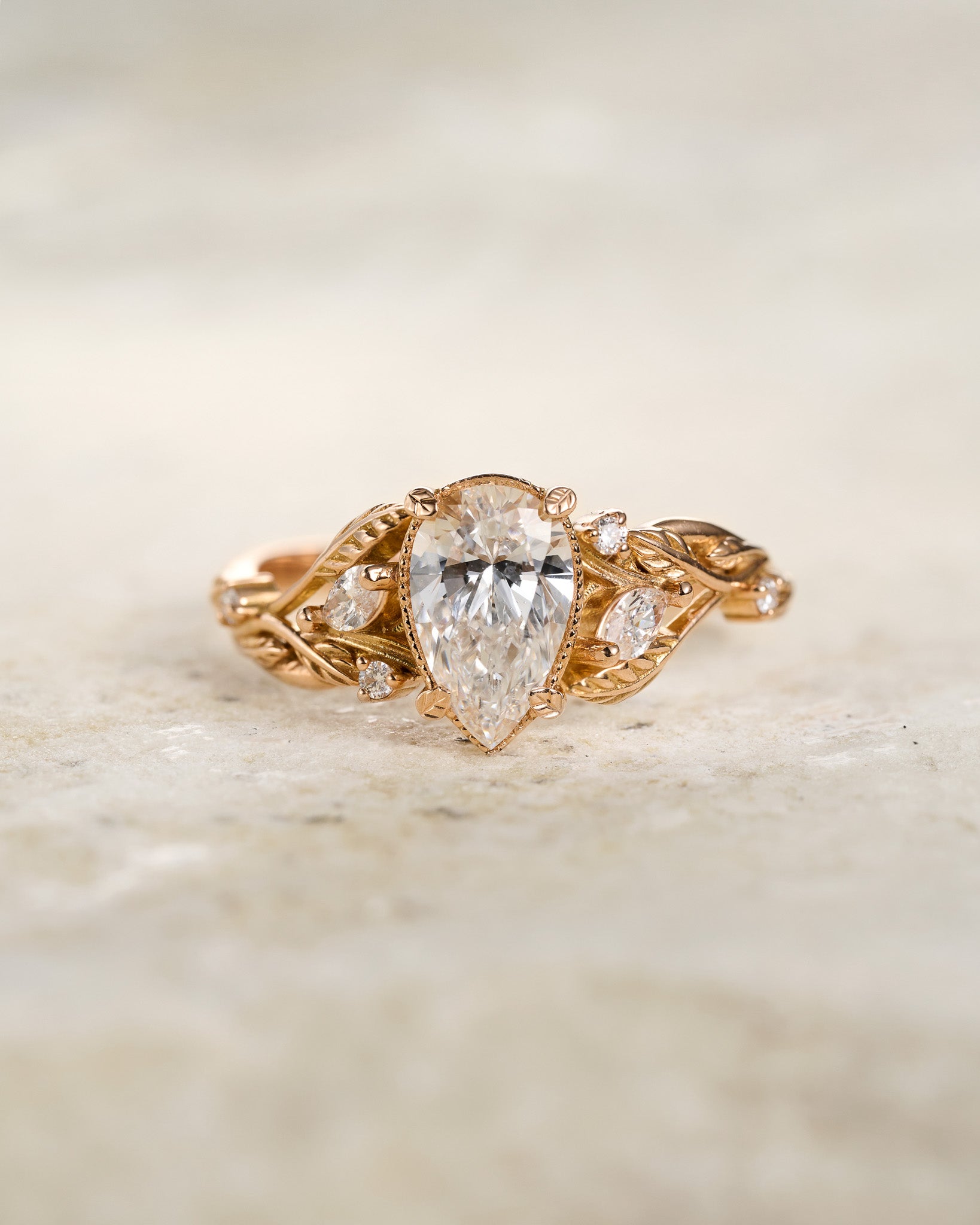 READY TO SHIP: Patricia engagement ring with sparkling lab grown diamonds, 14K rose gold, RING SIZES: 5.5 - 8.5 US - Eden Garden Jewelry™