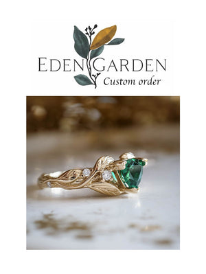 Custom order: Emerald trillion cut engagement ring / Clematis - Eden Garden Jewelry™