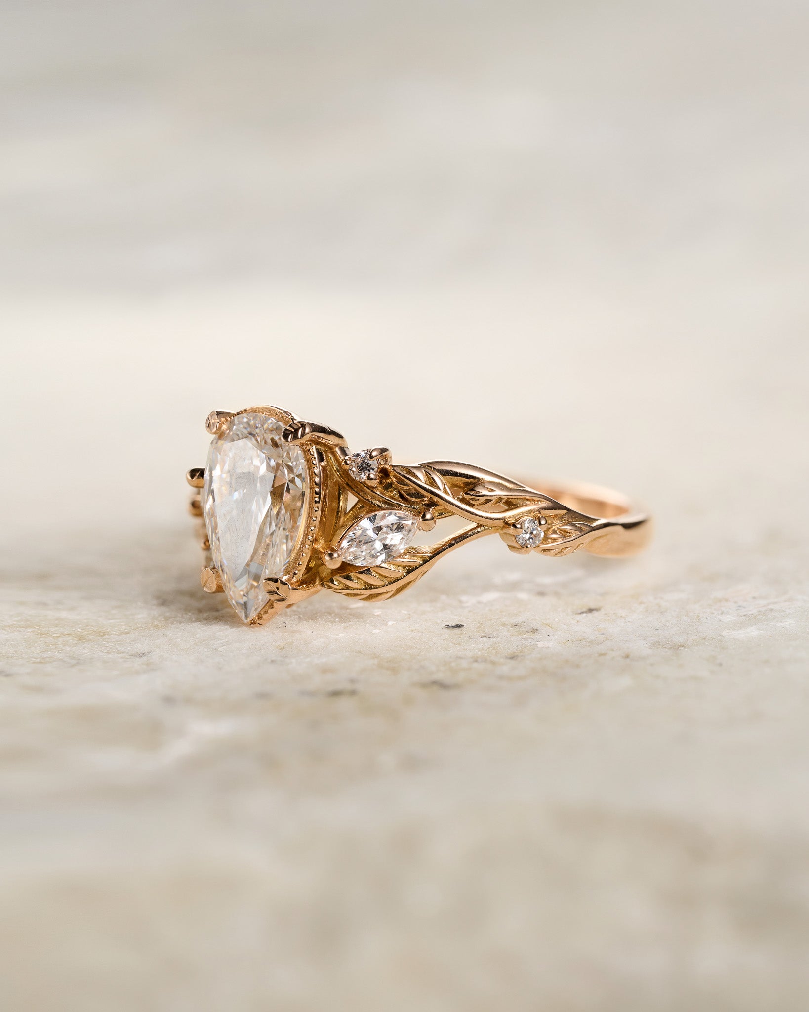 READY TO SHIP: Patricia engagement ring with sparkling lab grown diamonds, 14K rose gold, RING SIZES: 5.5 - 8.5 US - Eden Garden Jewelry™