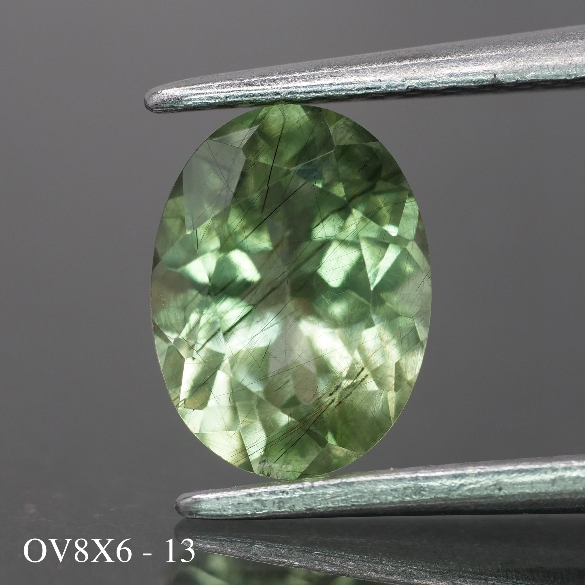 Rutile Peridot | natural, green color, oval-cut, 8x6mm, 1.2 ct - choose yours