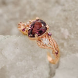 READY TO SHIP: Patricia ring in 14K rose gold, pinkish brown sapphire, pear cut 8x6 mm, accent diamonds & pink sapphires, AVAILABLE RING SIZES: 5.5 - 8.5 US - Eden Garden Jewelry™