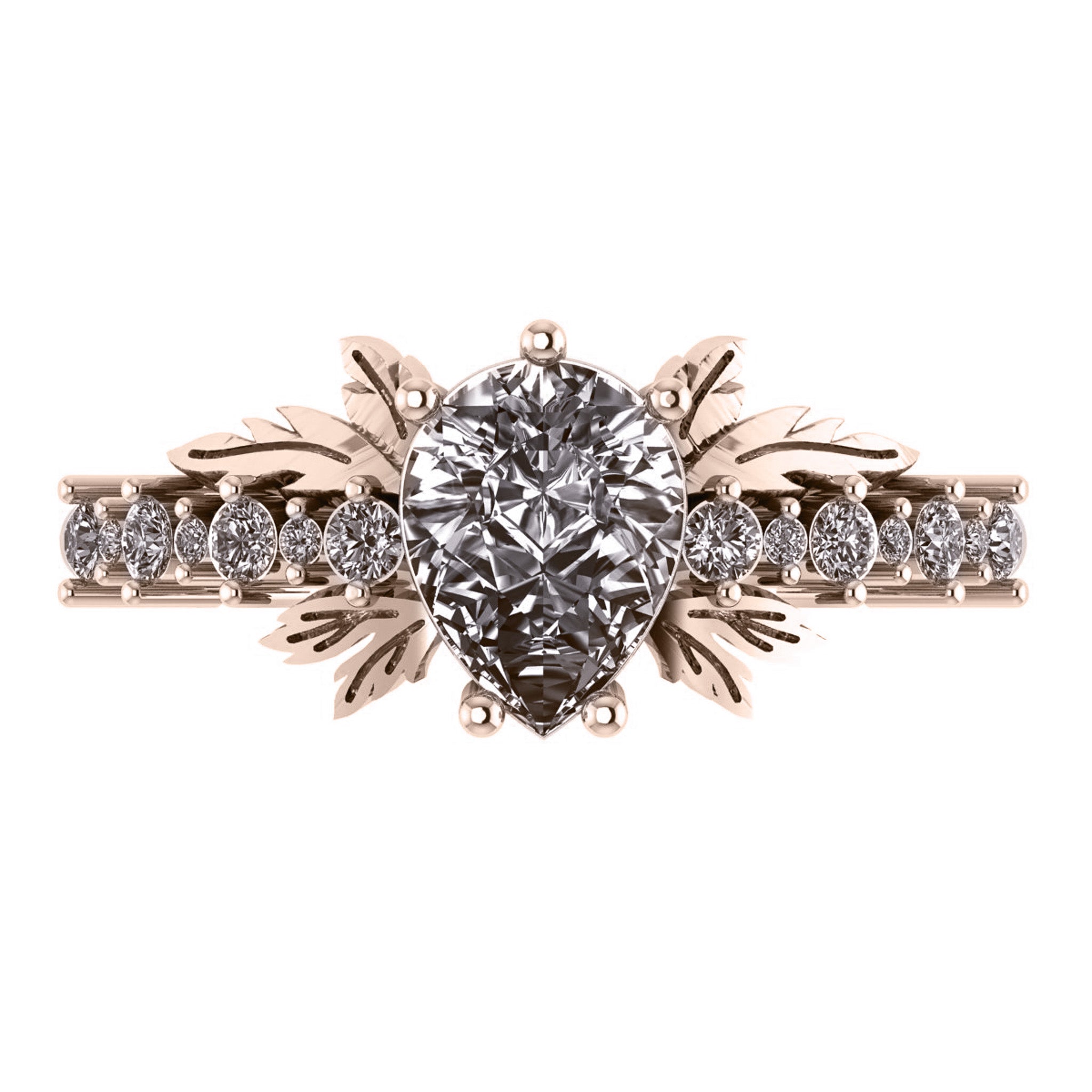 Verbena | 8x6 mm pear cut engagement ring setting - Eden Garden Jewelry™