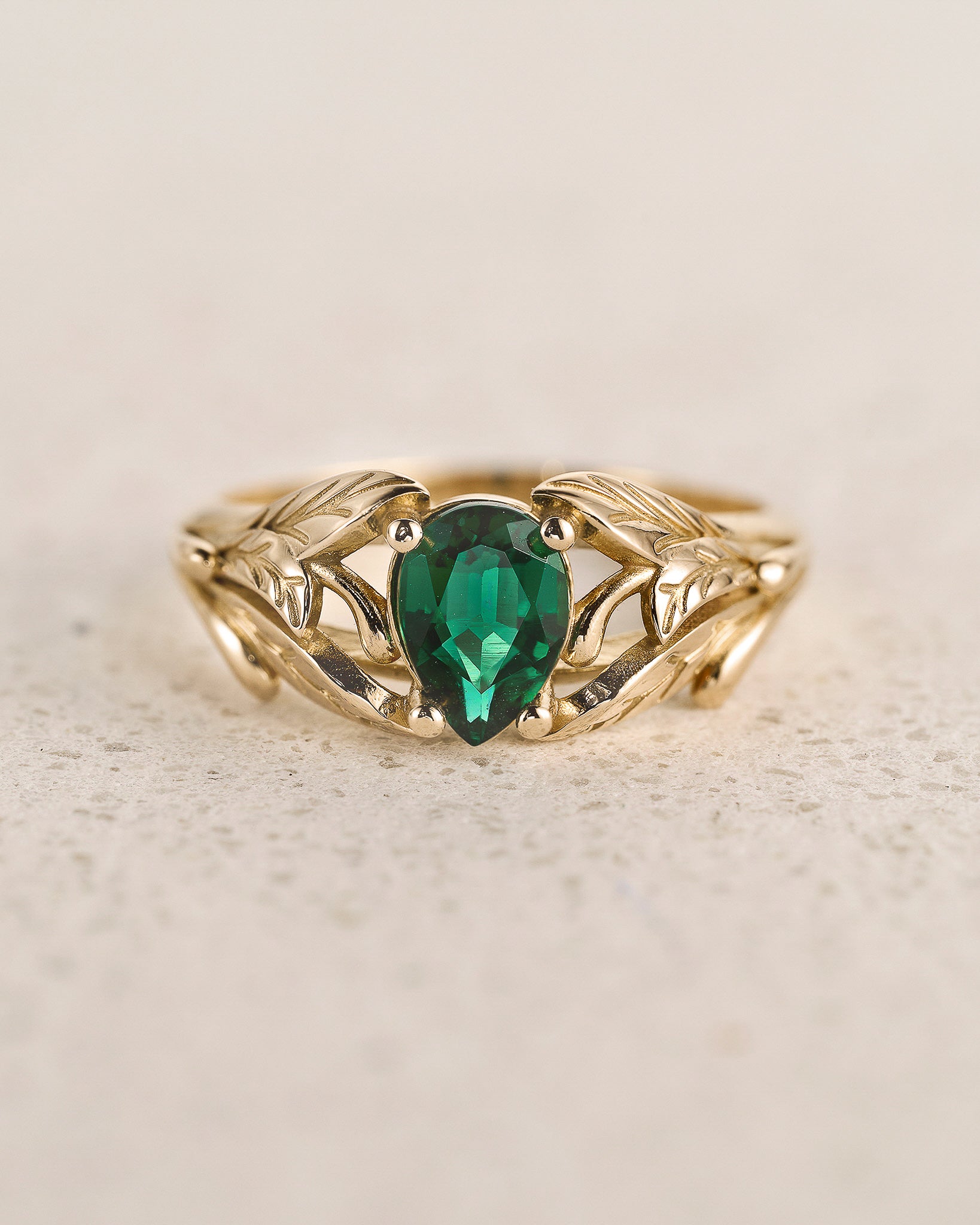 Lab emerald ring, engagement ring for woman / Wisteria - Eden Garden Jewelry™