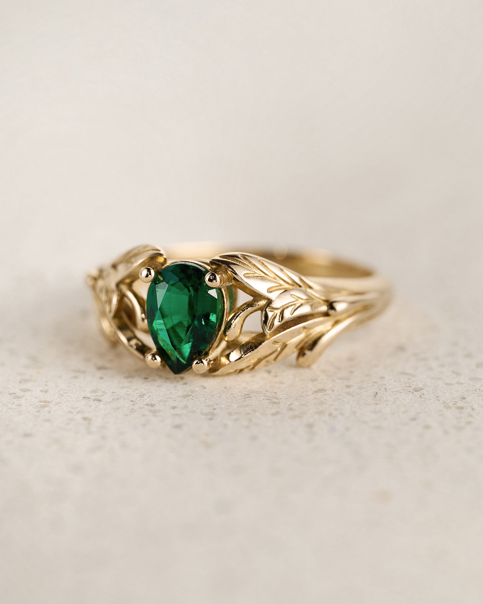 Lab emerald ring, engagement ring for woman / Wisteria - Eden Garden Jewelry™