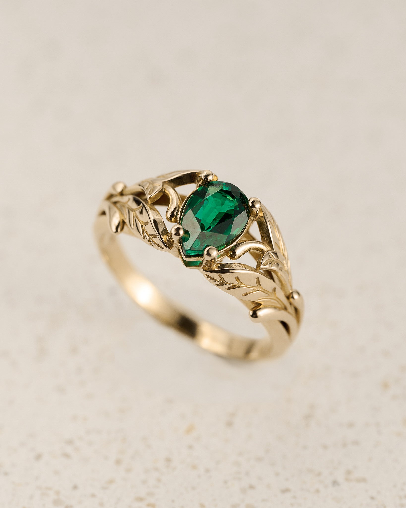 Lab emerald ring, engagement ring for woman / Wisteria - Eden Garden Jewelry™