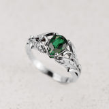 Pear cut emerald ring, leaves engagement ring / Wisteria - Eden Garden Jewelry™
