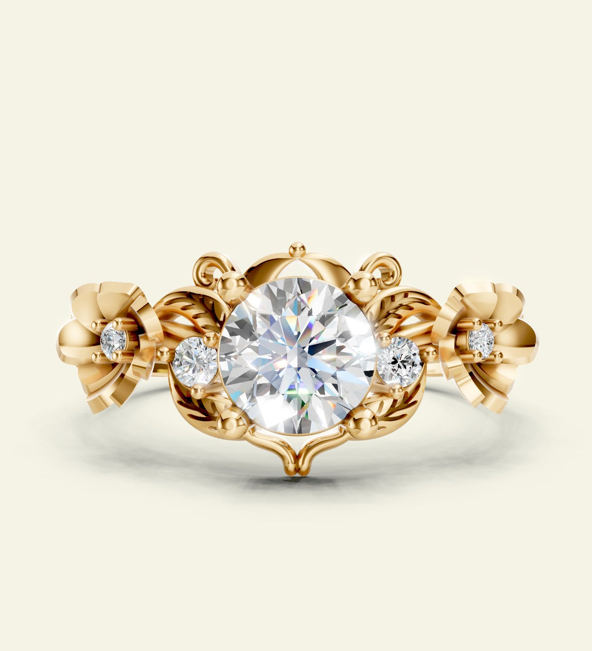 Adelina | floral engagement ring setting, round cut 6 mm - Eden Garden Jewelry™