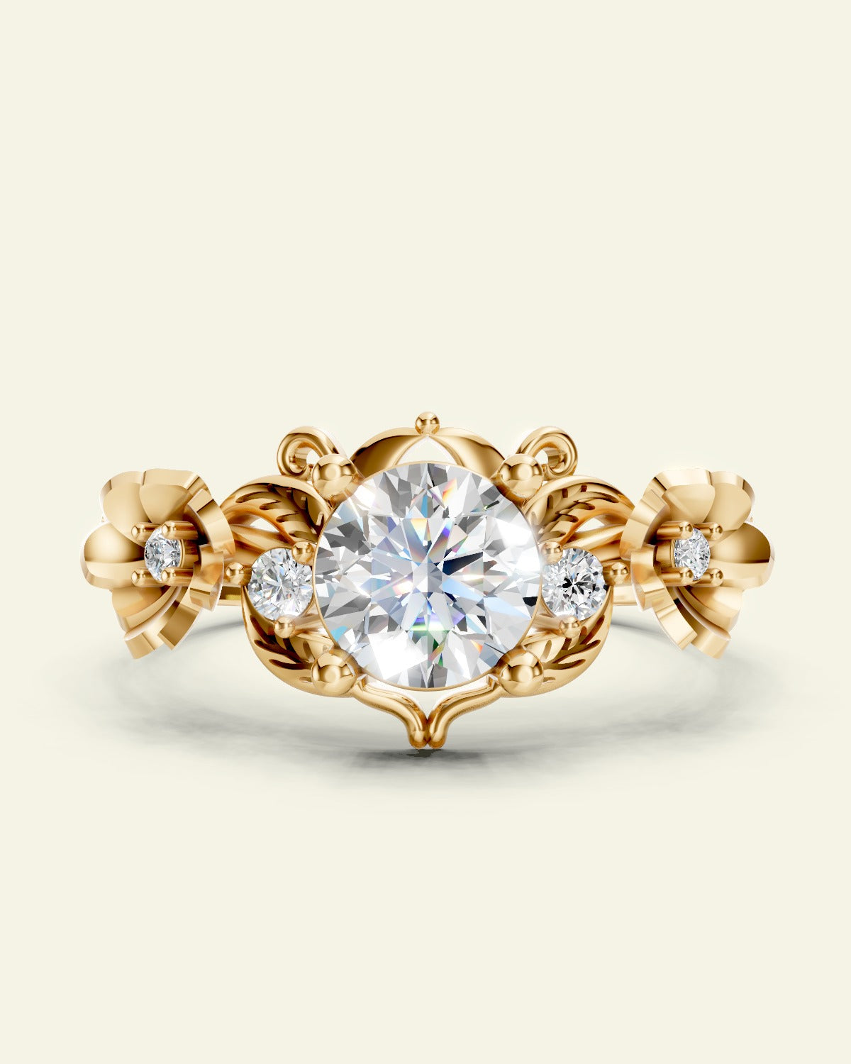 Adelina | floral engagement ring setting, round cut 6 mm - Eden Garden Jewelry™