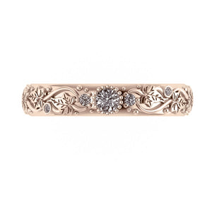 Ivy leaf wedding ring with diamonds, comfort fit ring - Eden Garden Jewelry™