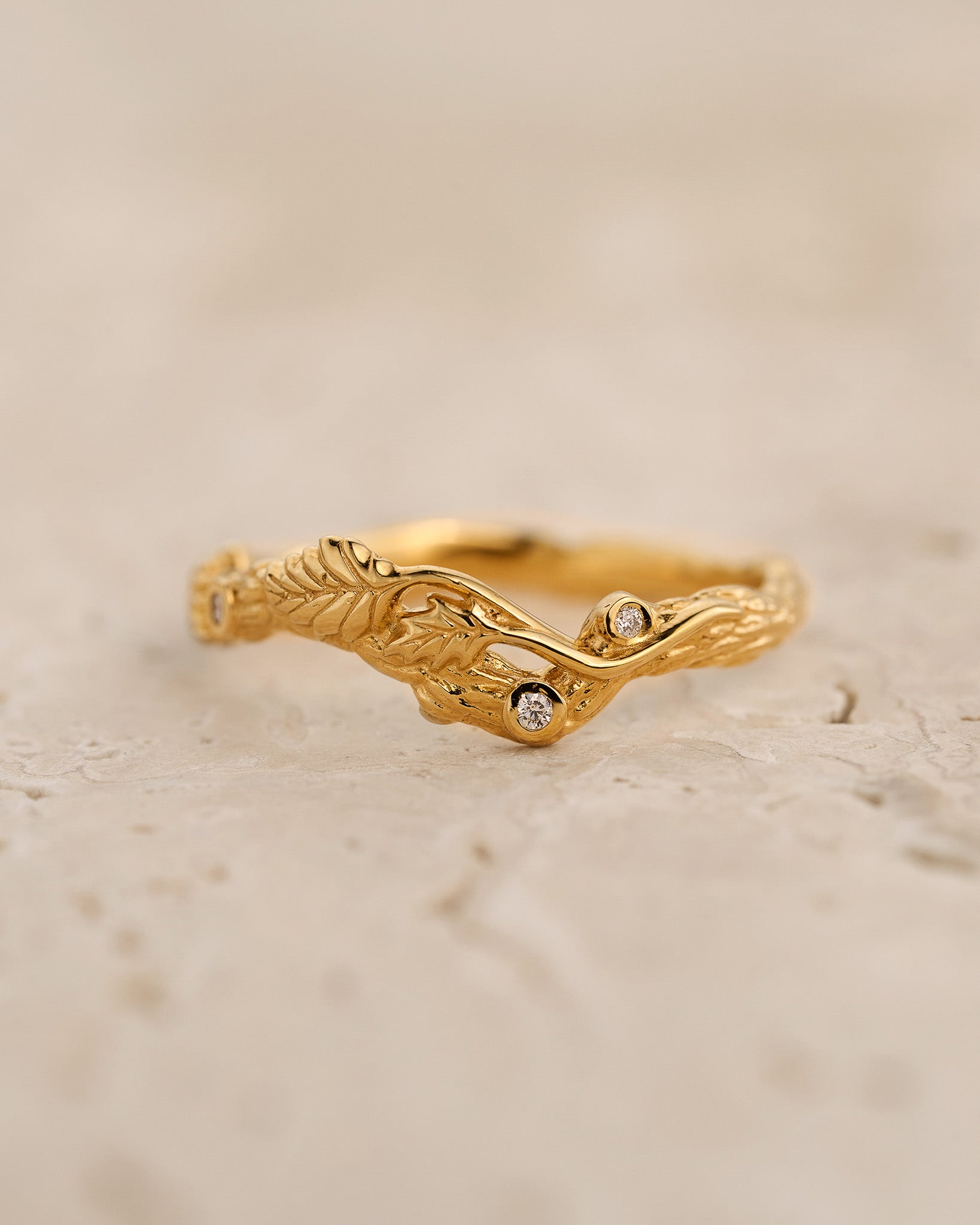 Branch wedding band with diamonds / matching band for Blooming Rose - Eden Garden Jewelry™