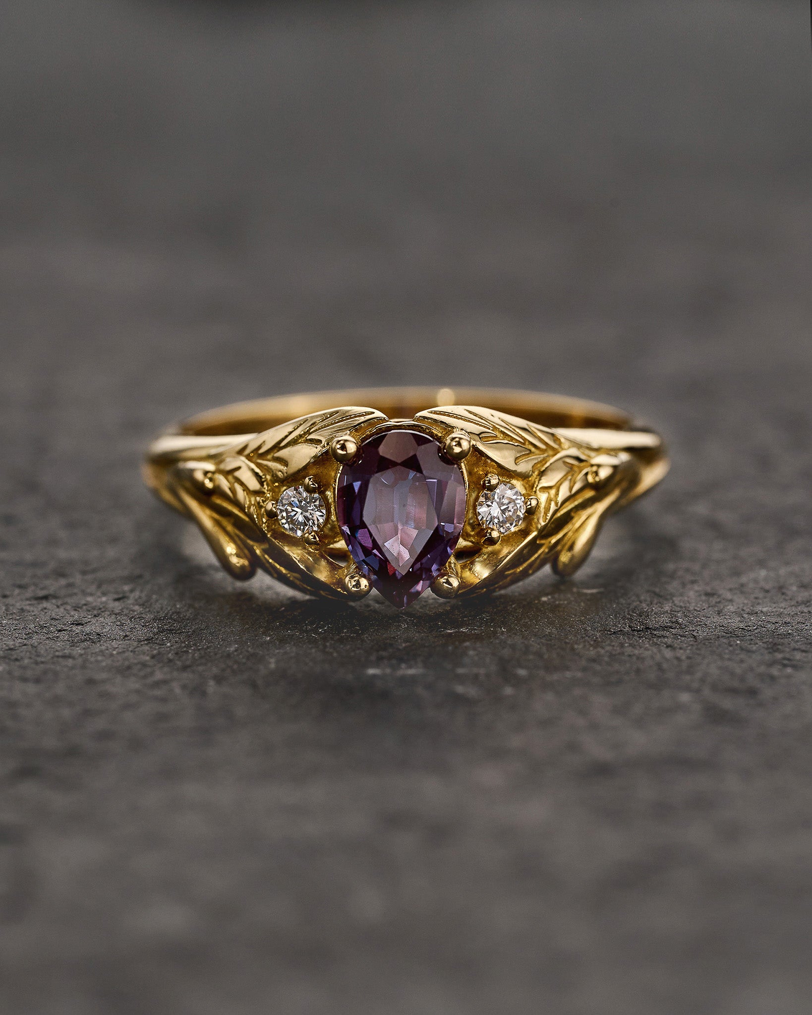 READY TO SHIP: Wisteria engagement ring, 14K yellow gold, lab alexandrite and moissanites, AVAILABLE RING SIZES: 6.5 - 9.5 US - Eden Garden Jewelry™