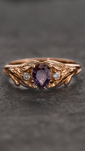 Colour change alexandrite ring with diamonds / Wisteria - Eden Garden Jewelry™