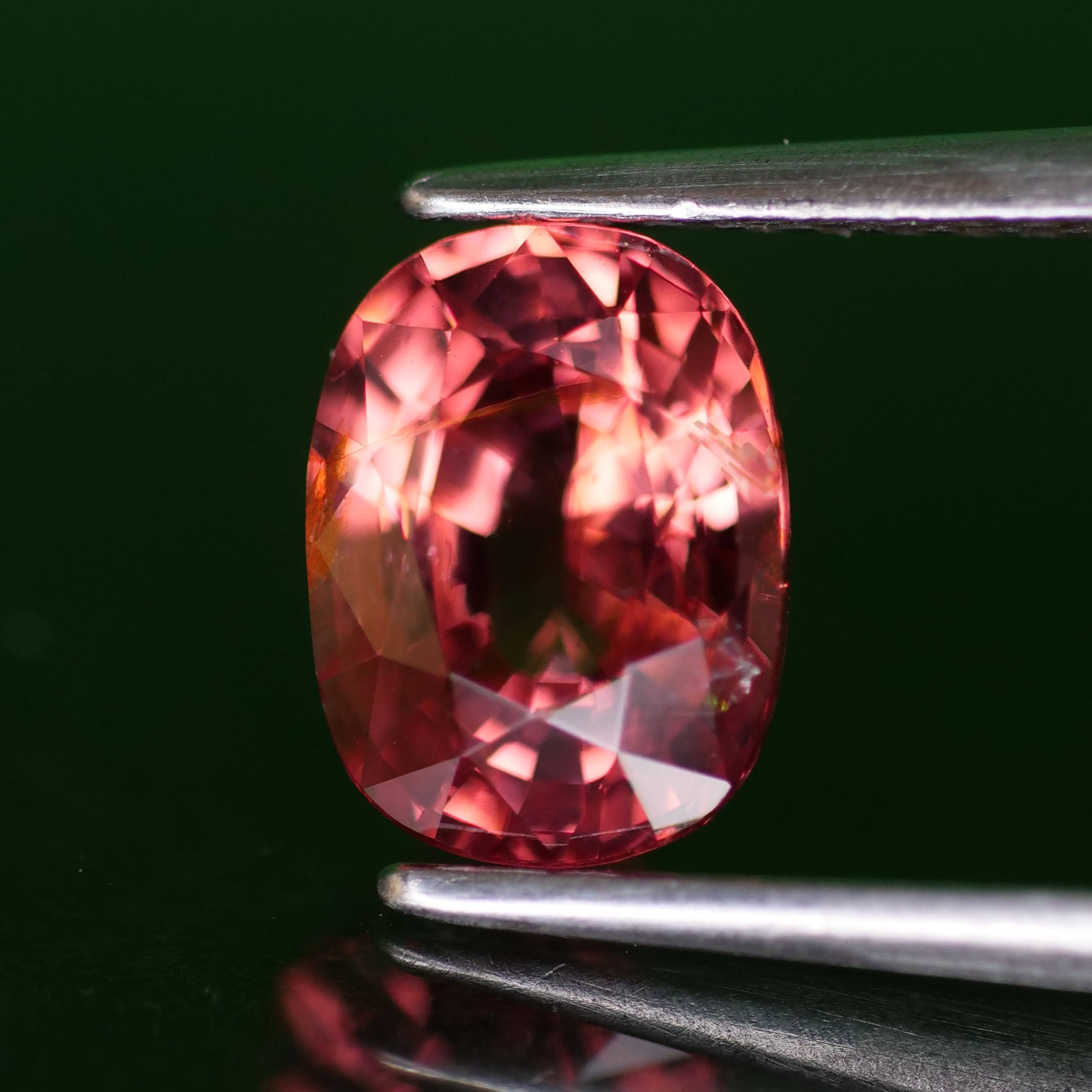 Pink Spinel | natural, dark coral color, cushion cut *7.5x5.5 mm, *1.47ct - Eden Garden Jewelry™