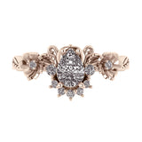 Adelina | custom bridal ring set, version half-halo, pear-cut 7x5 mm - Eden Garden Jewelry™