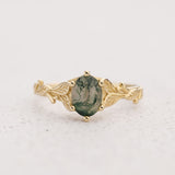 READY TO SHIP: Freesia engagement ring with moss agate, 14K yellow gold, AVAILABLE RING SIZES: 5.5 - 10.5 US - Eden Garden Jewelry™