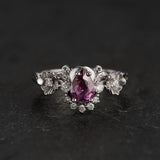 READY TO SHIP: Adelina ring in 14K white gold, natural purple sapphire pear 7x5 mm, accent natural diamonds, AVAILABLE RING SIZES: 5.5-7.5US - Eden Garden Jewelry™