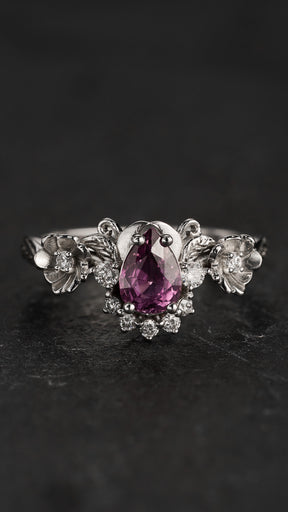 READY TO SHIP: Adelina engagement ring with natural sapphire and diamonds, 14K white gold, RING SIZES: 5.5 - 8.5 US - Eden Garden Jewelry™