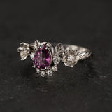 READY TO SHIP: Adelina ring in 14K white gold, natural purple sapphire pear 7x5 mm, accent natural diamonds, AVAILABLE RING SIZES: 5.5-7.5US - Eden Garden Jewelry™