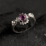 READY TO SHIP: Adelina ring in 14K white gold, natural purple sapphire pear 7x5 mm, accent natural diamonds, AVAILABLE RING SIZES: 5.5-7.5US - Eden Garden Jewelry™
