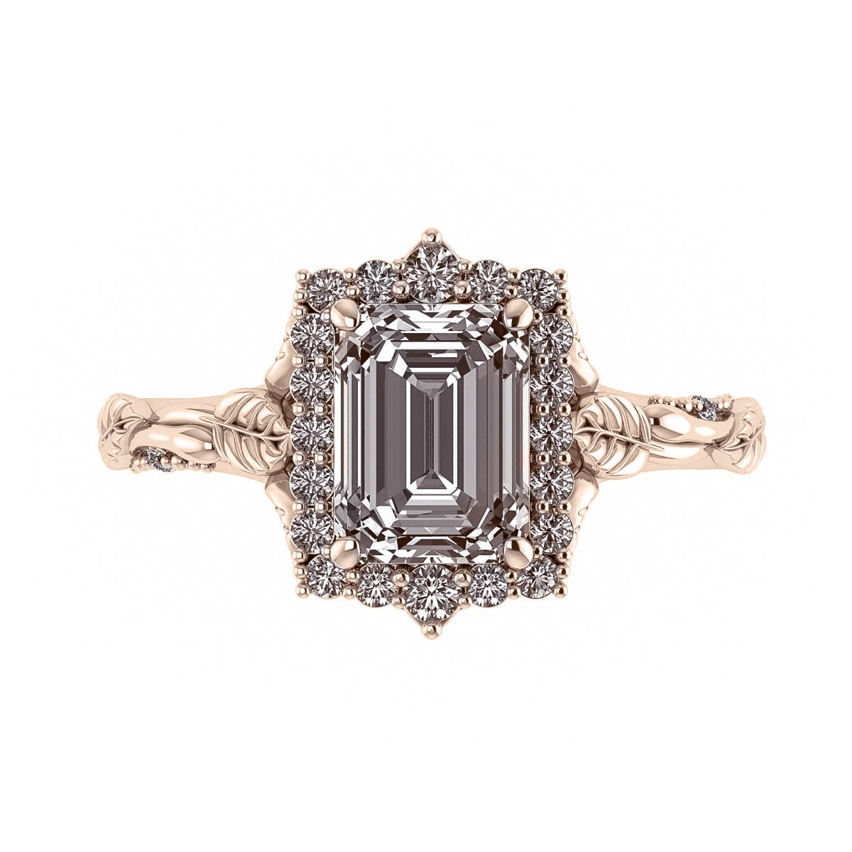 Florentina | custom engagement ring with emerald cut gemstone 8x6 mm - Eden Garden Jewelry™