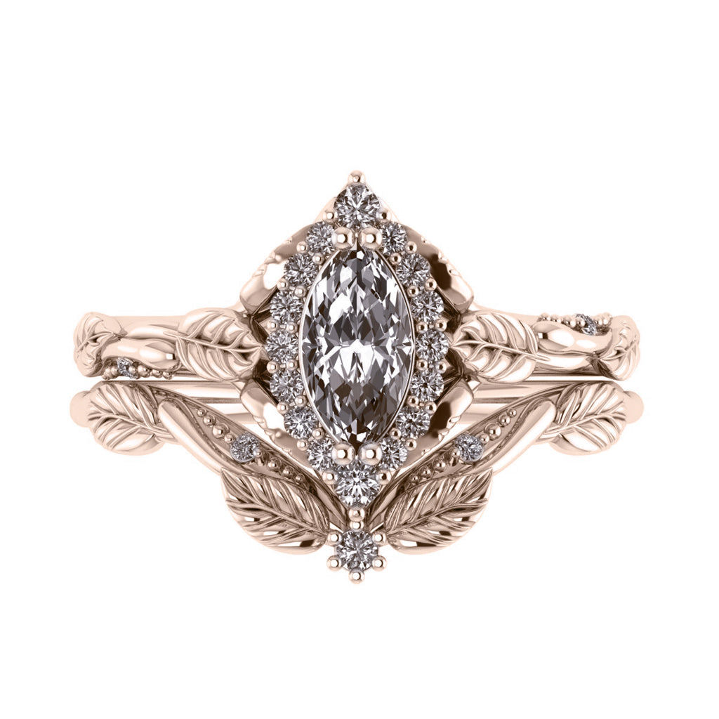 Florentina | custom bridal ring setting for marquise cut gemstone 8x4 mm - Eden Garden Jewelry™