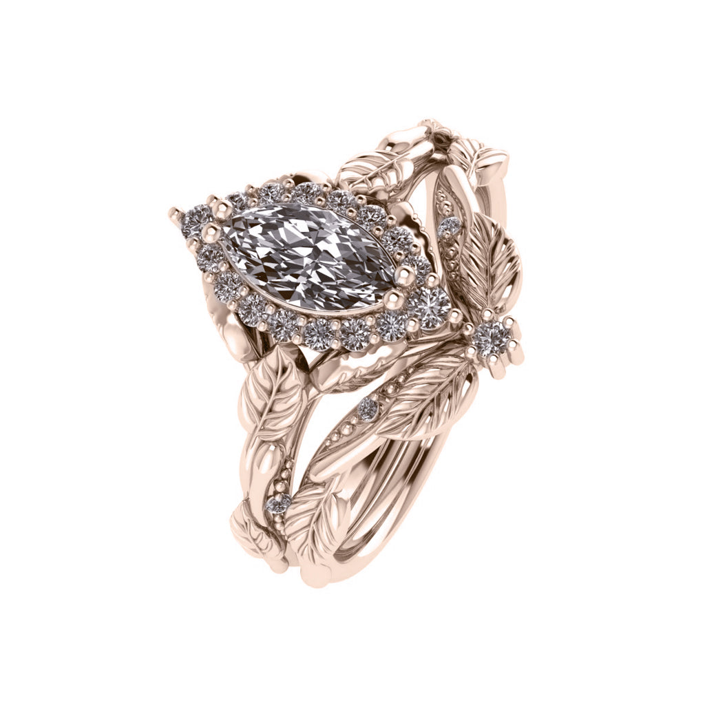 Florentina | custom bridal ring setting for marquise cut gemstone 8x4 mm - Eden Garden Jewelry™