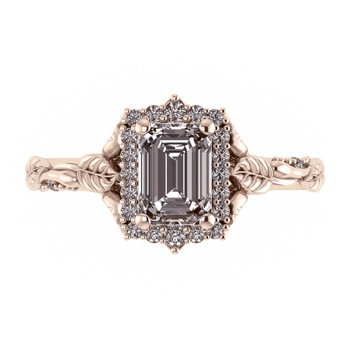 Florentina | custom engagement ring with emerald cut gemstone 7x5 mm - Eden Garden Jewelry™