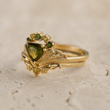 READY TO SHIP: Ariadne bridal set in 14K yellow gold, natural green sapphire, green tourmalines & yellow sapphires, AVAILABLE RING SIZES: 5.5 - 8.5 US - Eden Garden Jewelry™